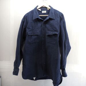 VTG LL Bean Chamois Cloth Heavyweight Shirt Mens L Tall 19 3XLT Navy USA Made